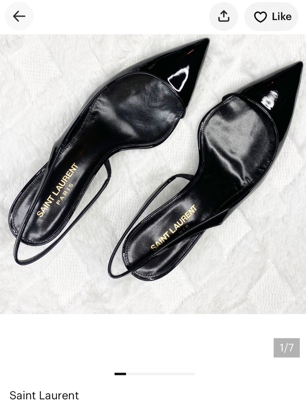 Saint Laurent Black Patent Slingback Kitten Heels - Picture 1 of 1